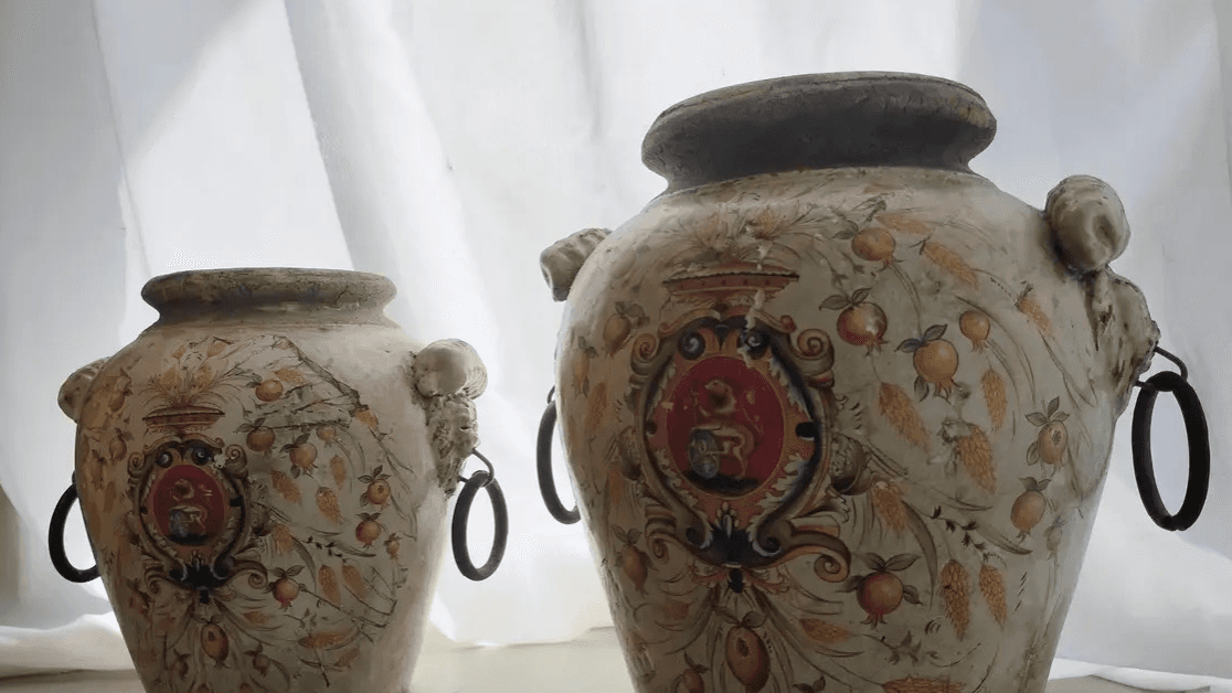 SOLD- Decorative Tuscan Style Urn Vase Set