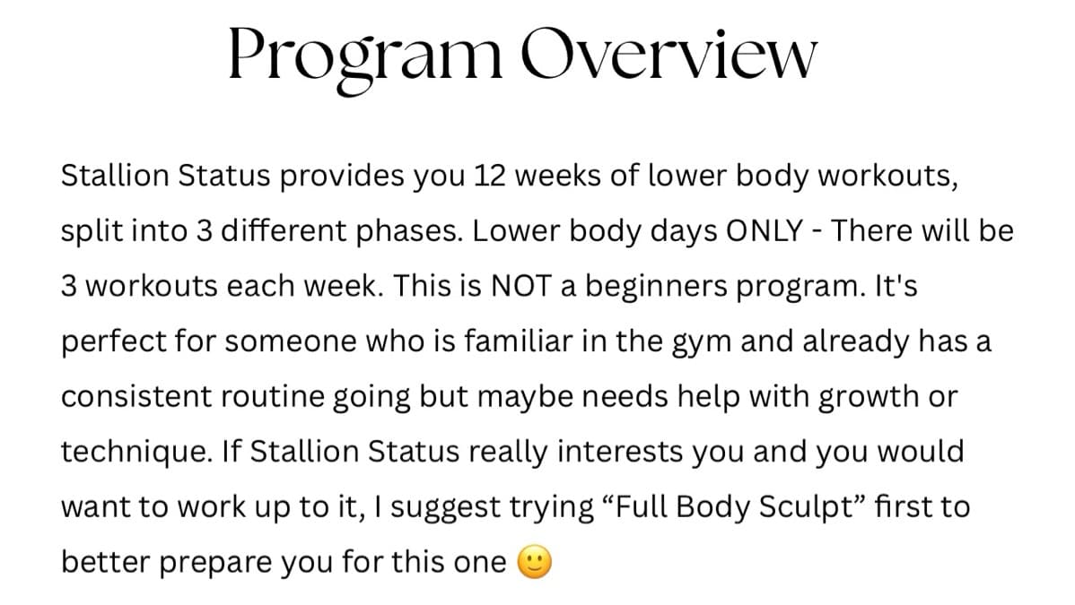 Stallion Status 12 week Leg Day Program