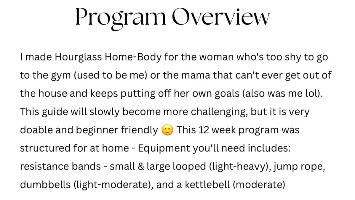 Hourglass Home-Body 12 week Program