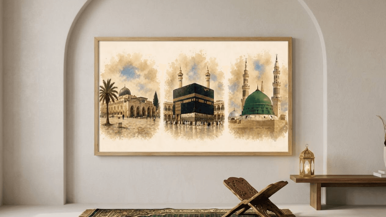 Islamic Sacred Mosques Wall Art (3 Holy Sites)