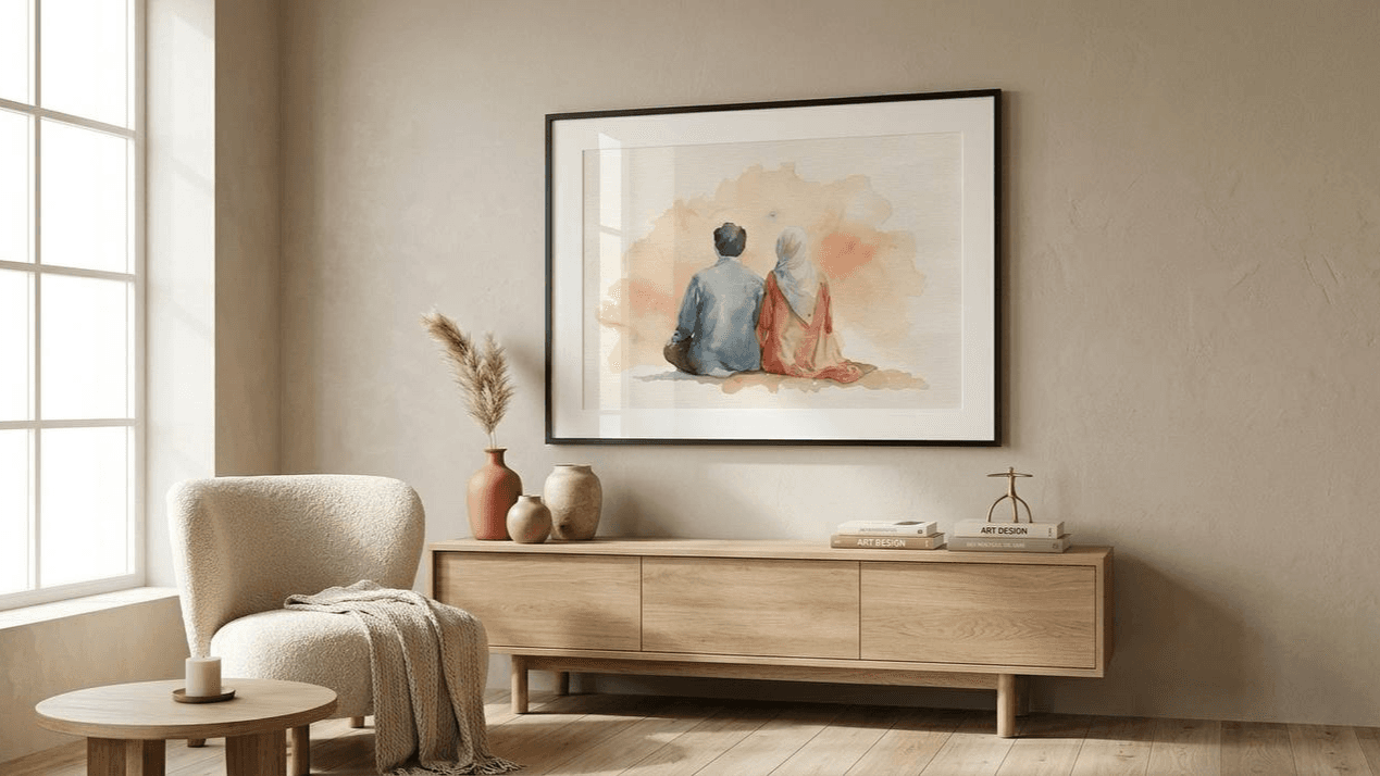 Elegant Muslim Couple Wall Art for Your Home