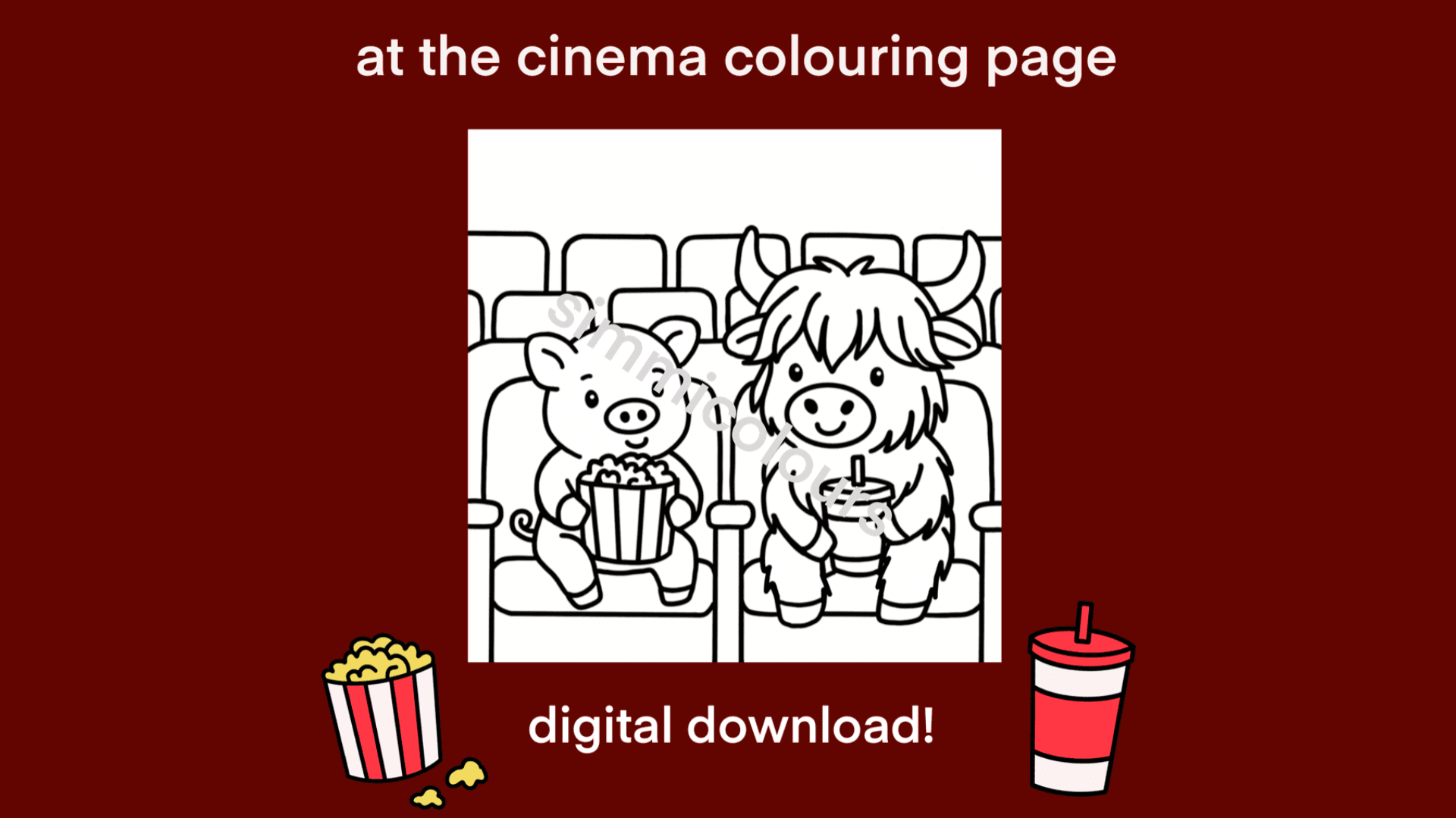 'at the cinema' colouring page! (digital download)