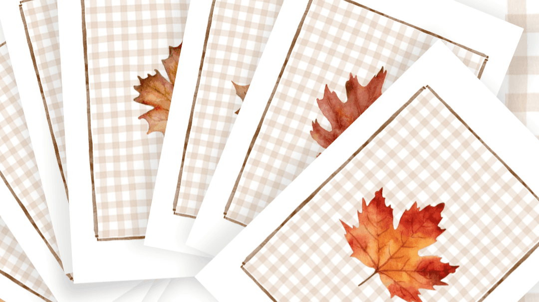 Autumn Leaves & Gingham Wall Art Set 