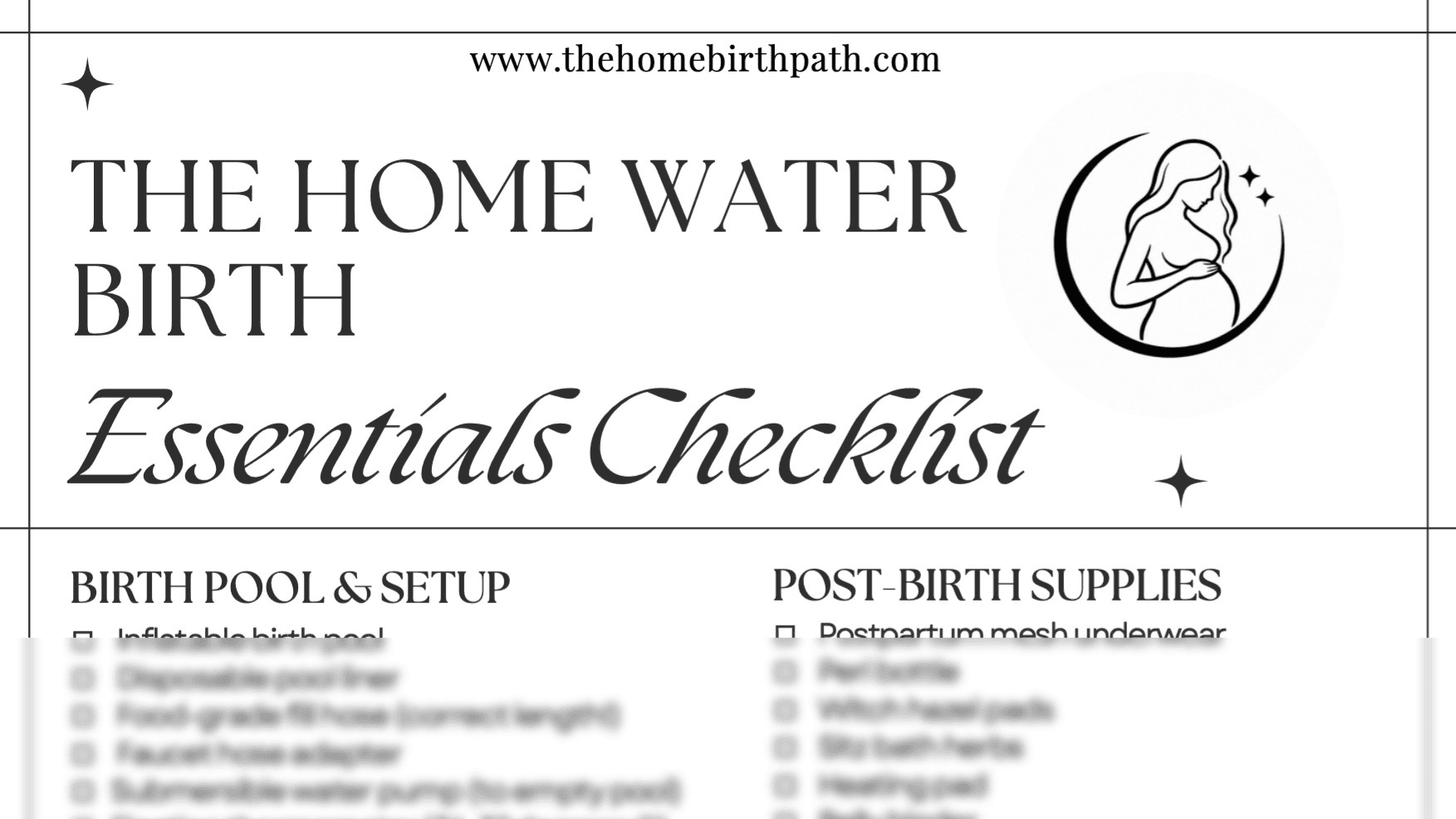 The Home Water Birth Essentials Checklist