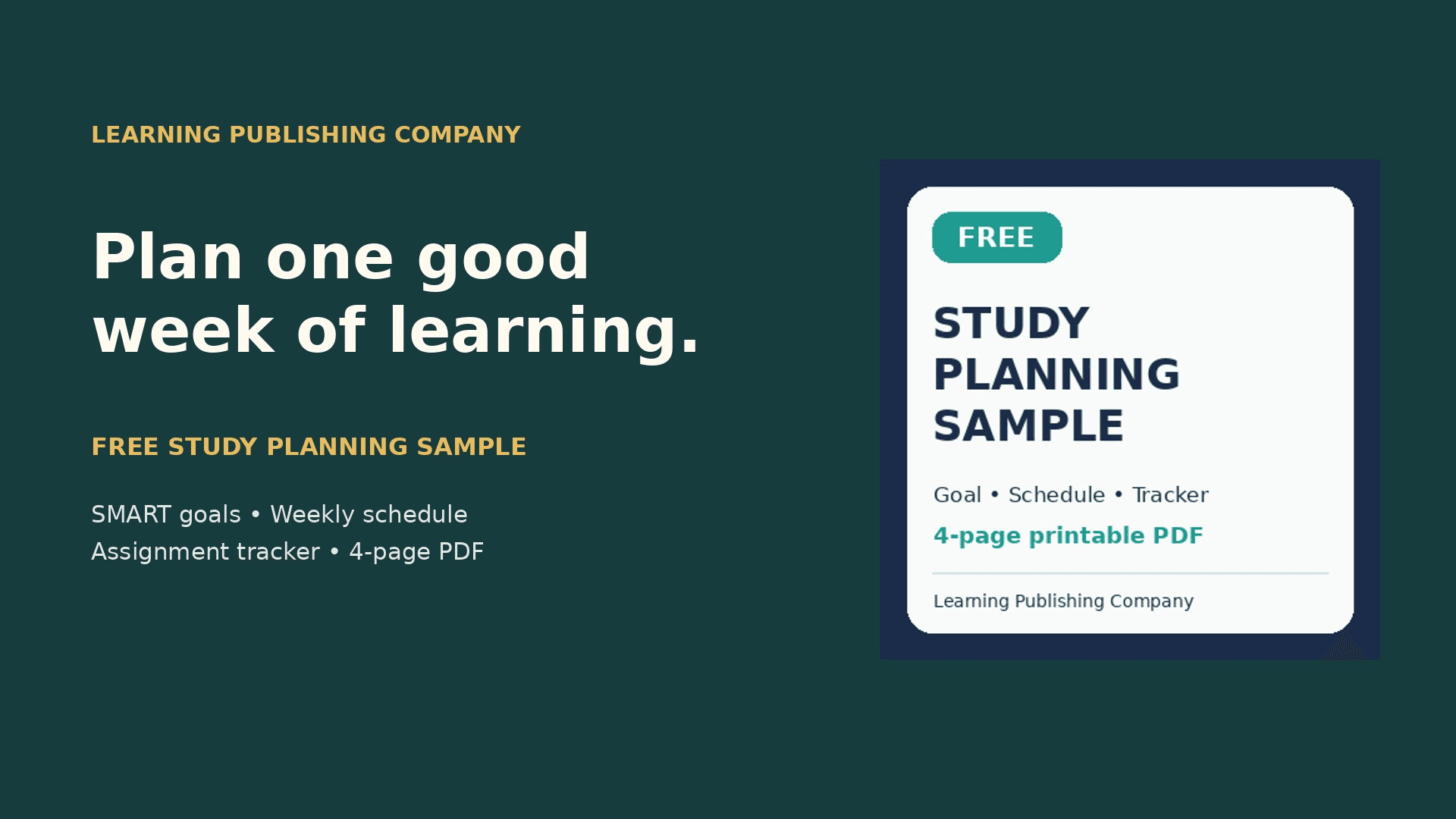 FREE Study Planning Sample