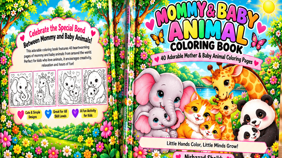 MOMMY & BABY ANIMAL COLORING BOOK 3 to 6 years $7
