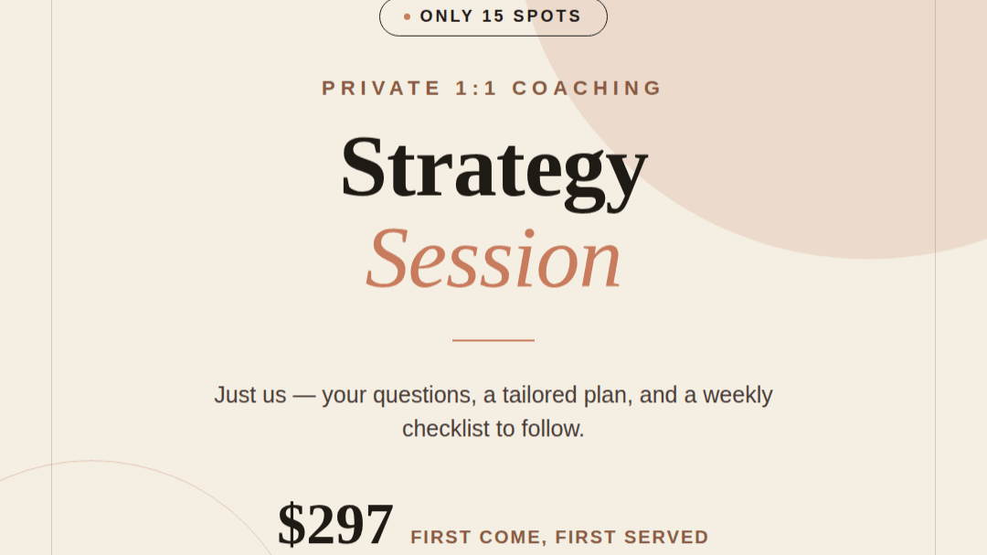 1:1 Strategy Session Coaching Call