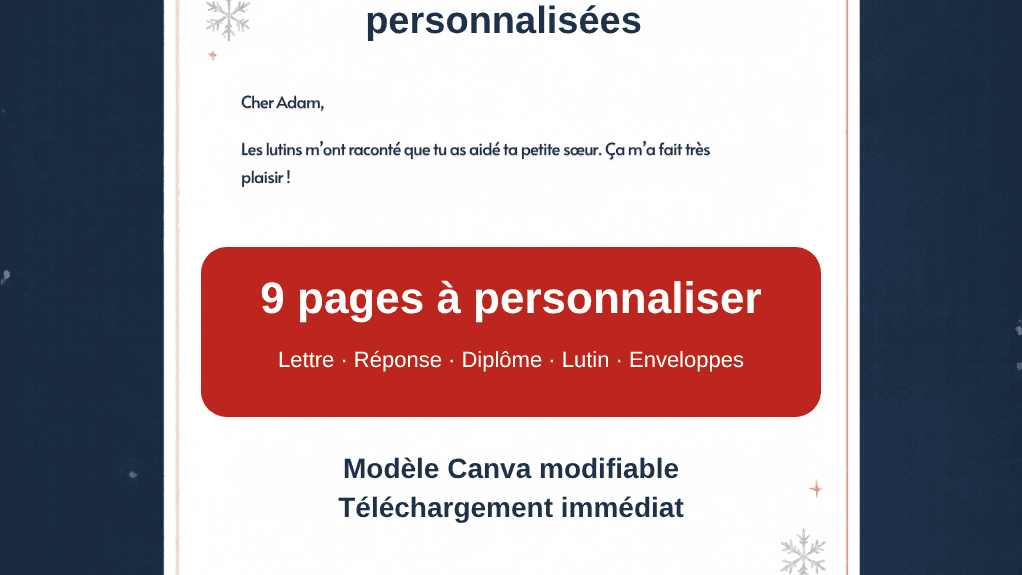 Lettres du Père Noël personnalisées – Pack Canva