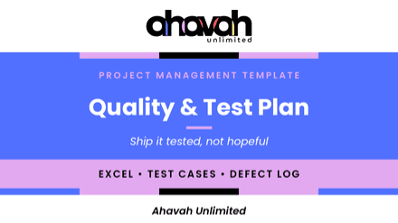 Quality & Test Plan Template (Excel)