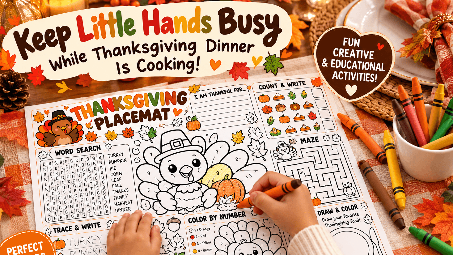 Thanksgiving Placemat for Kids | 16 Pages