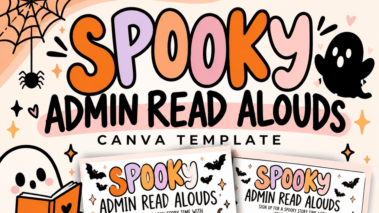 🎃 Spooky Admin Read Alouds | Canva Template 👻📚