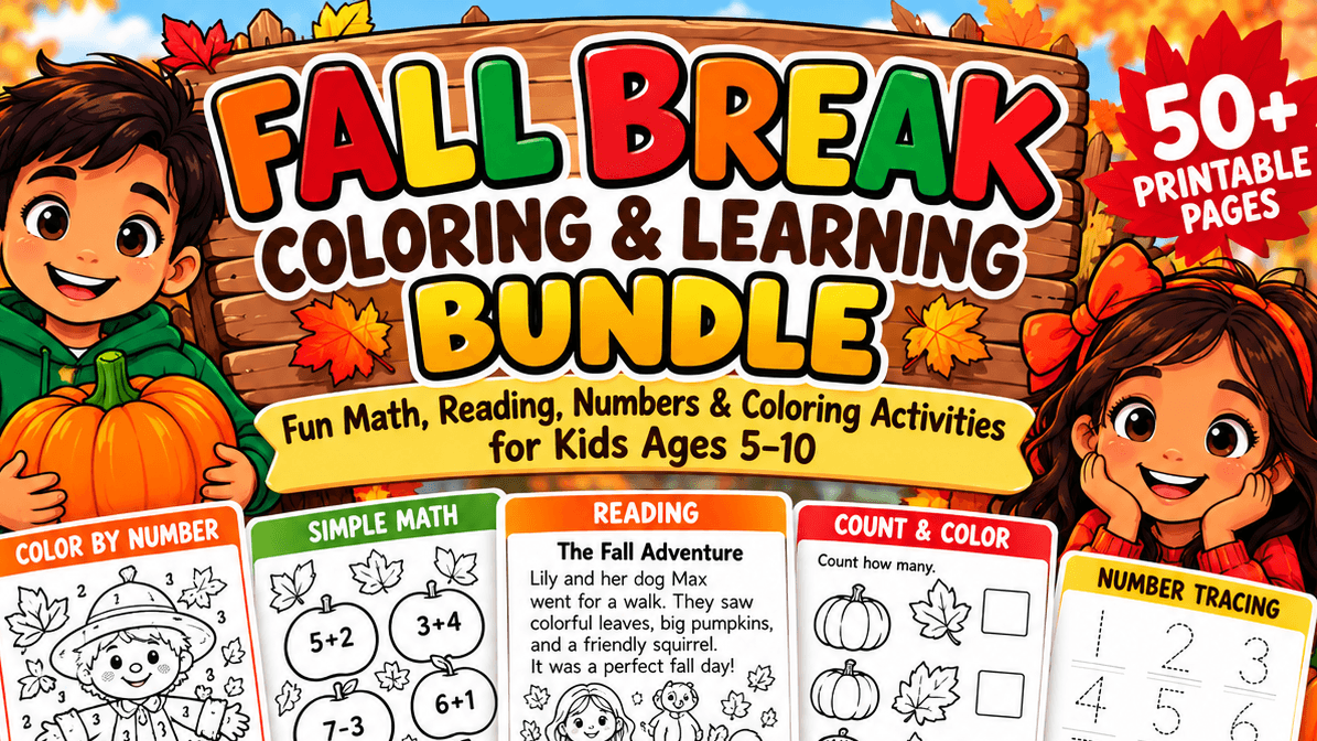 🍂 Fall Break Coloring & Learning Bundle