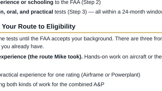The A&P License Roadmap