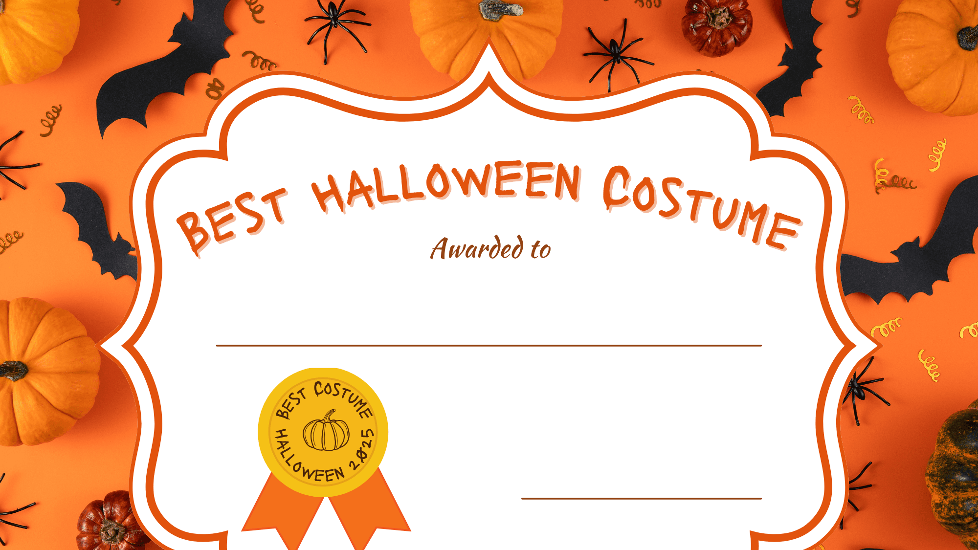 Best dressed costume Certificate