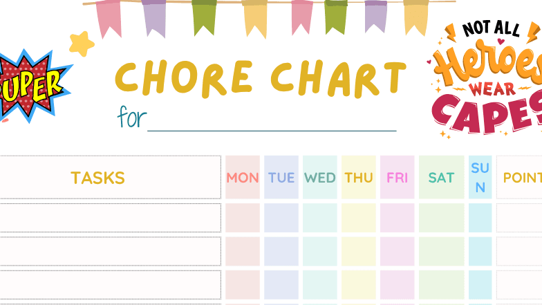 Chore Chart with added cut out your own star's
