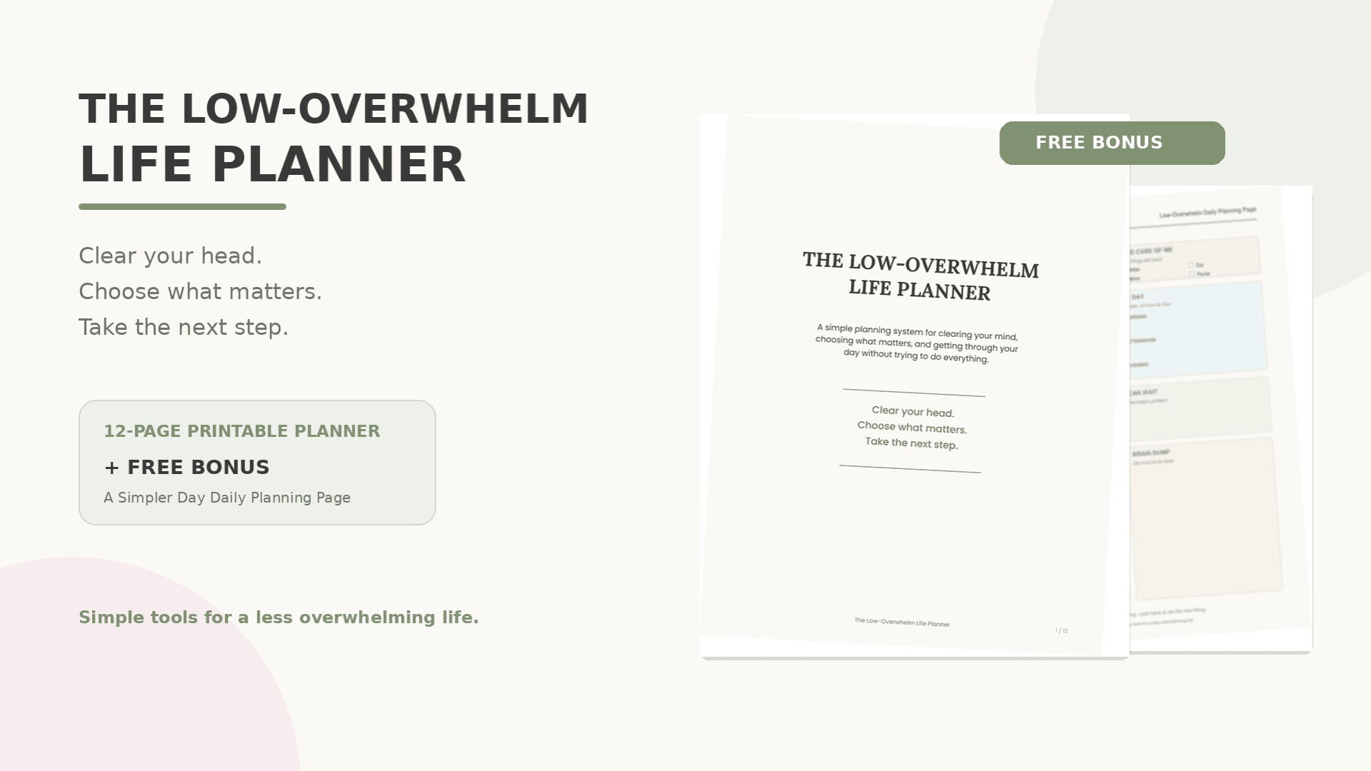 The Low-Overwhelm Life Planner
