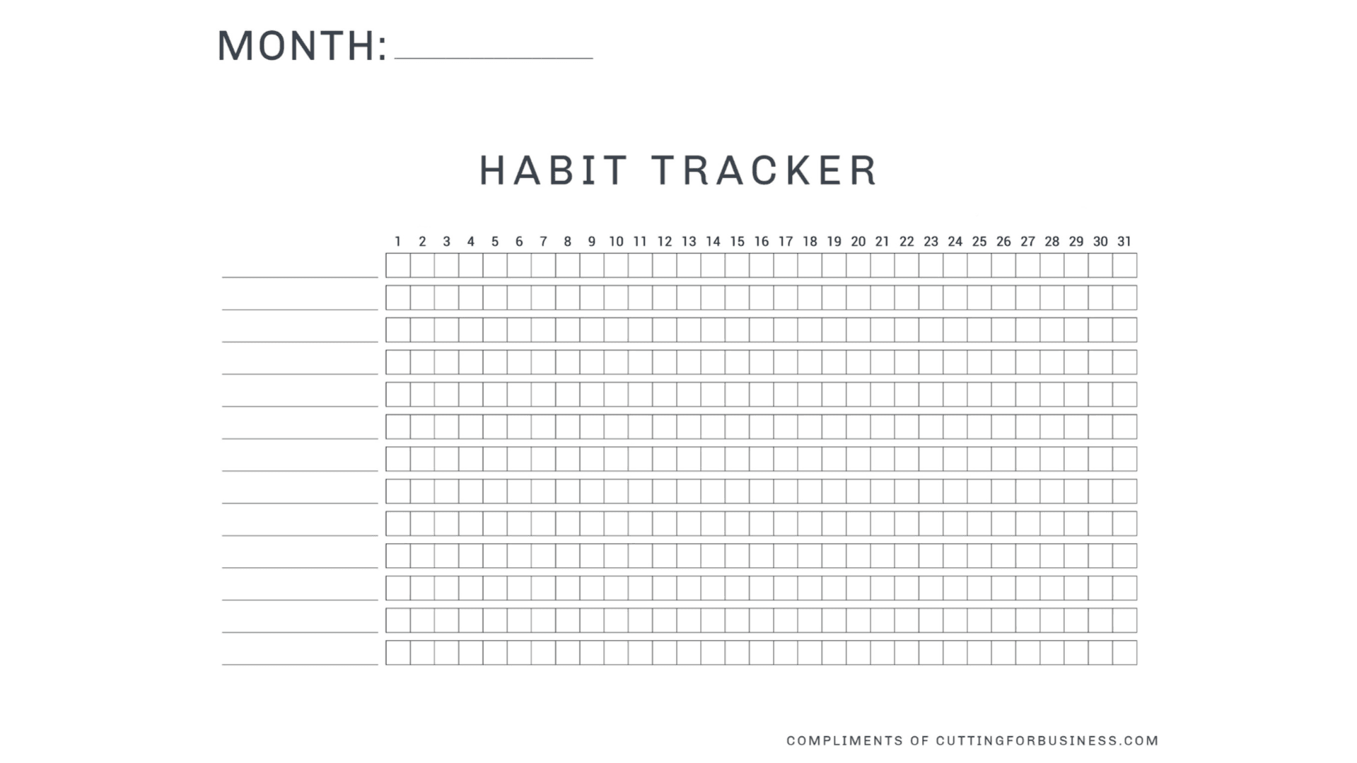Free Download: Blank Habit Tracker