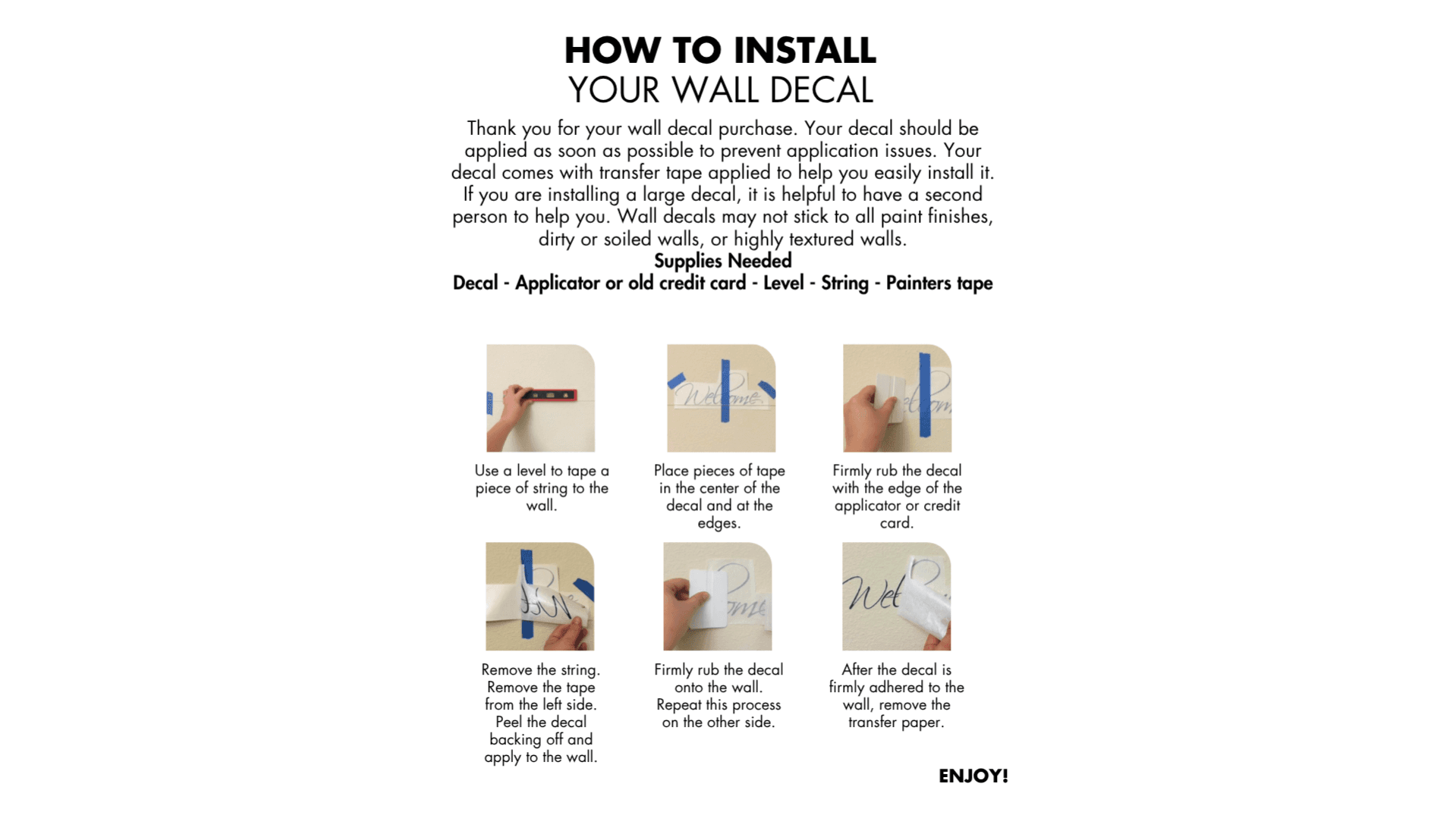 Free Download: Wall Decal Application Instructions
