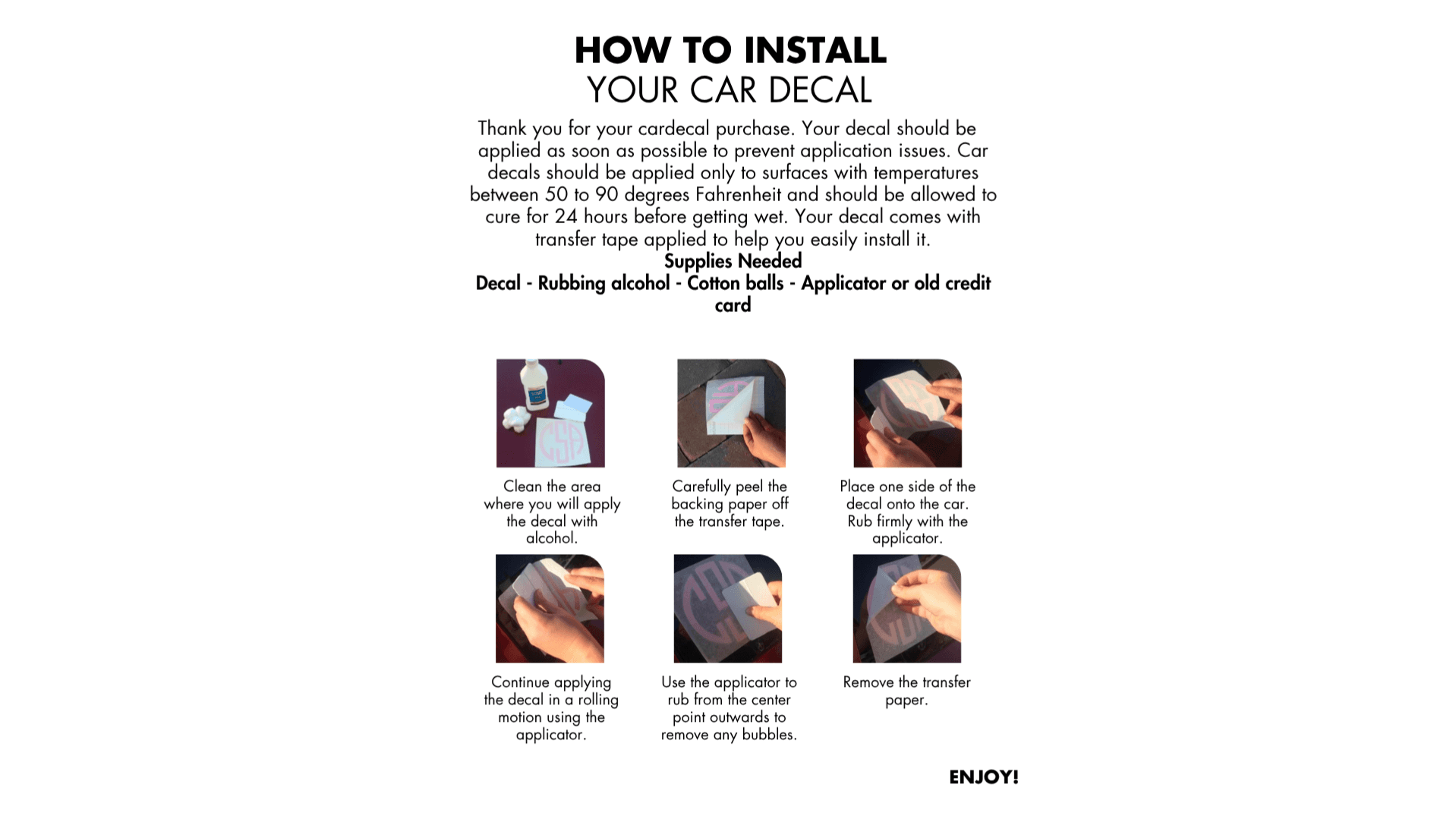 Free Download: Car Decal Application Instructions
