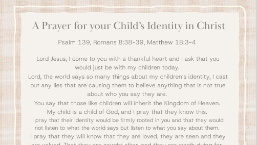 Prayer for your Child's Identity 