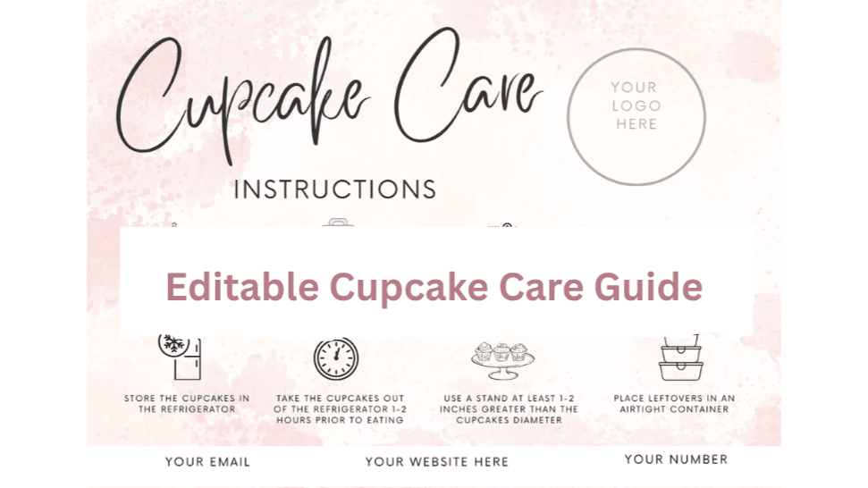 Editable Cupcake Care Card