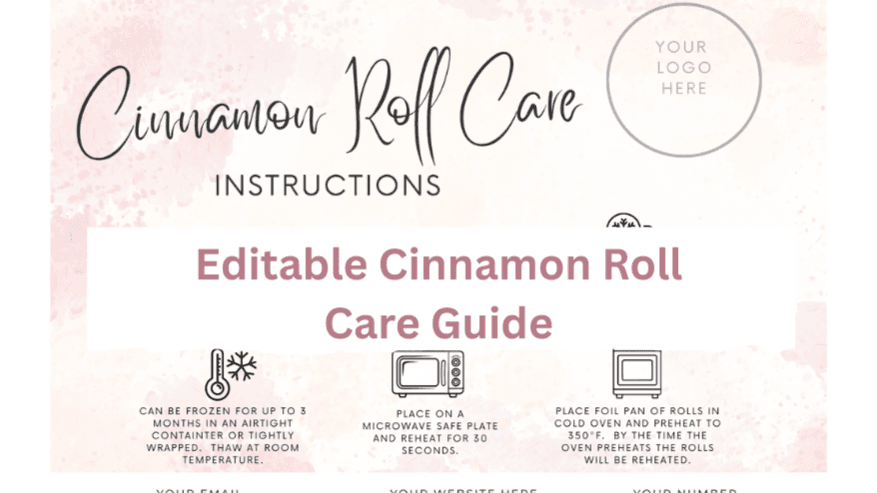 Editable Cinnamon Roll Care Card