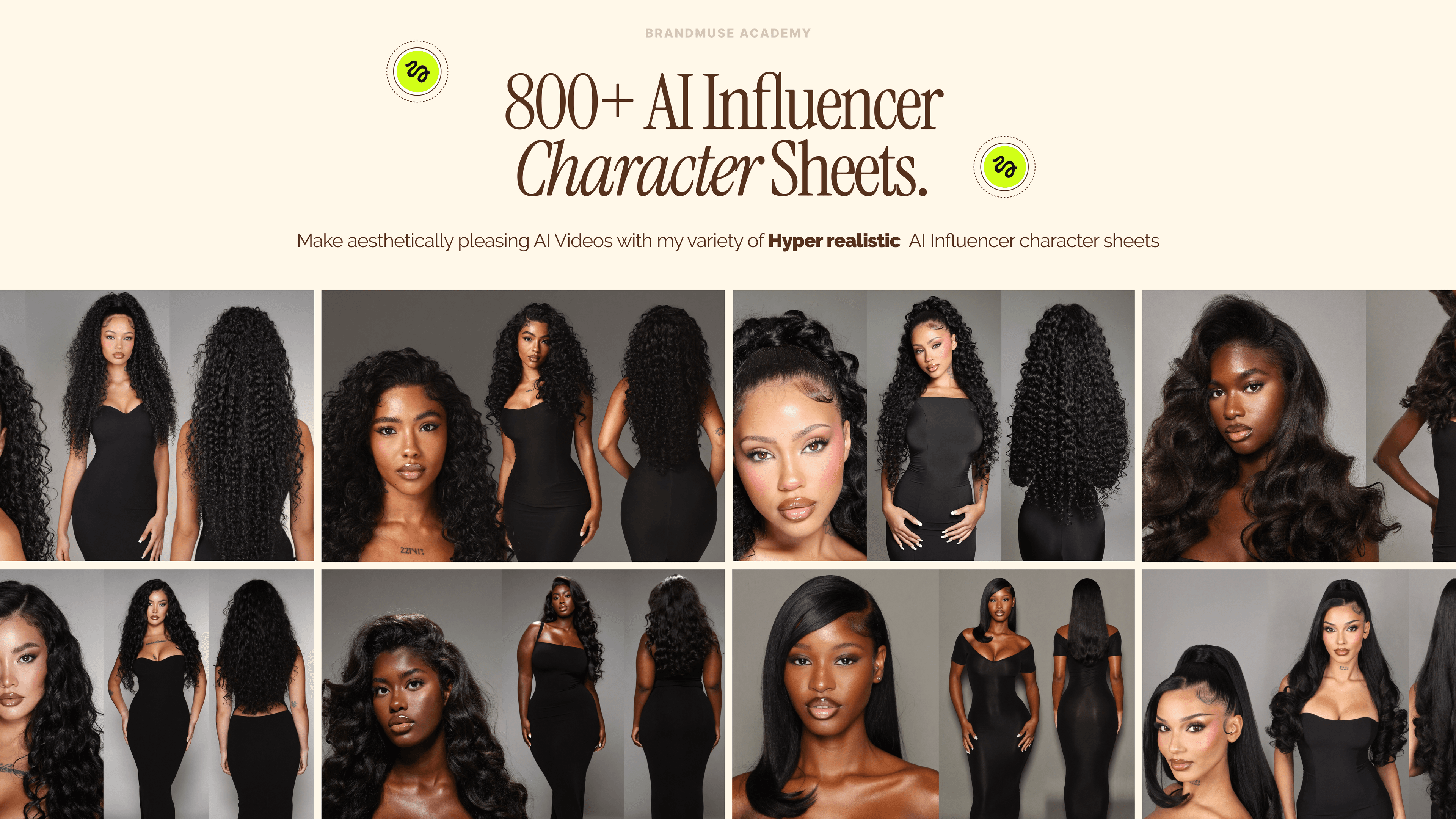 800+ AI Influencer Character Sheet
