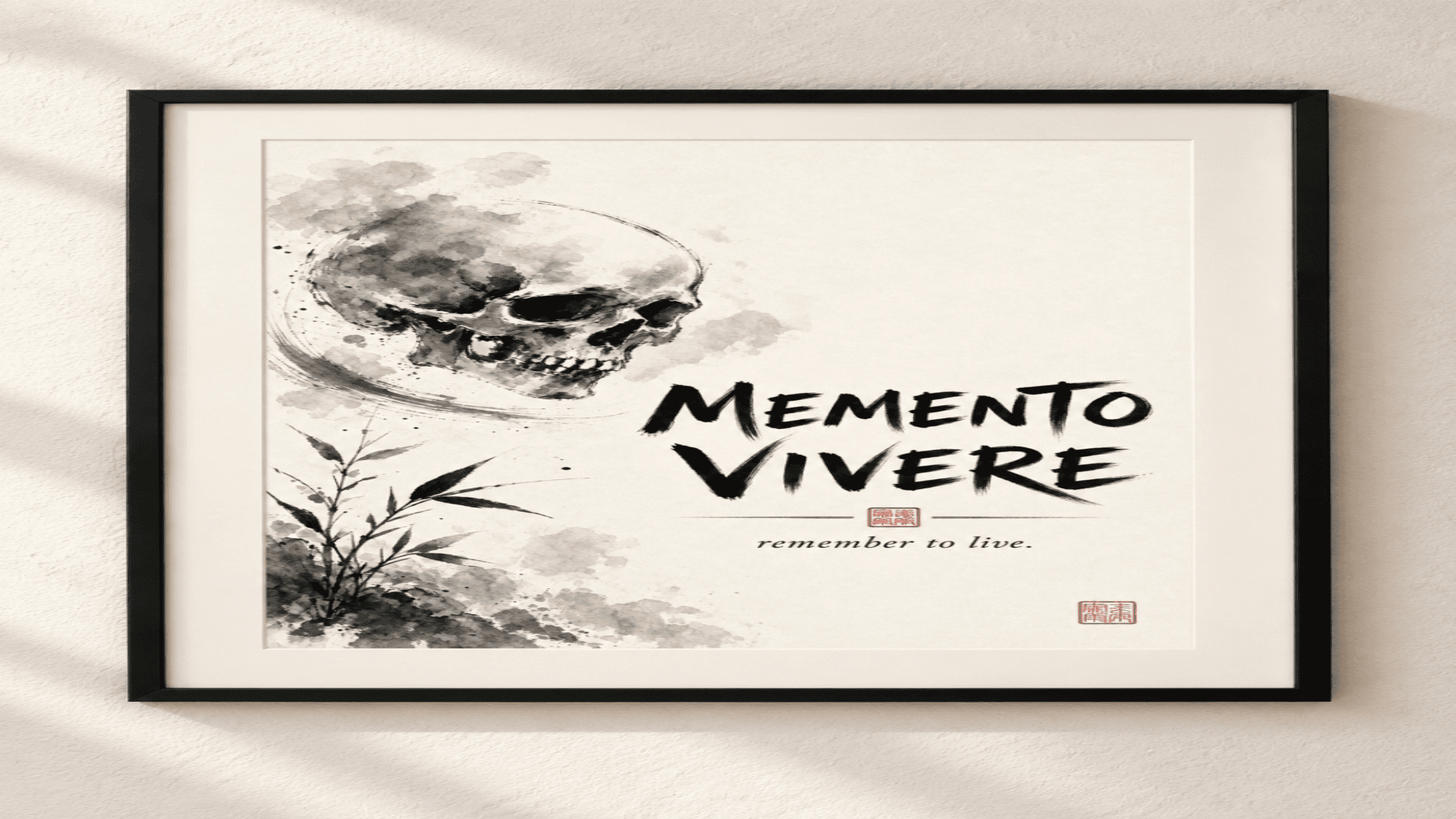 Memento Vivere — Sumi-e Ink Wash Wall Art 