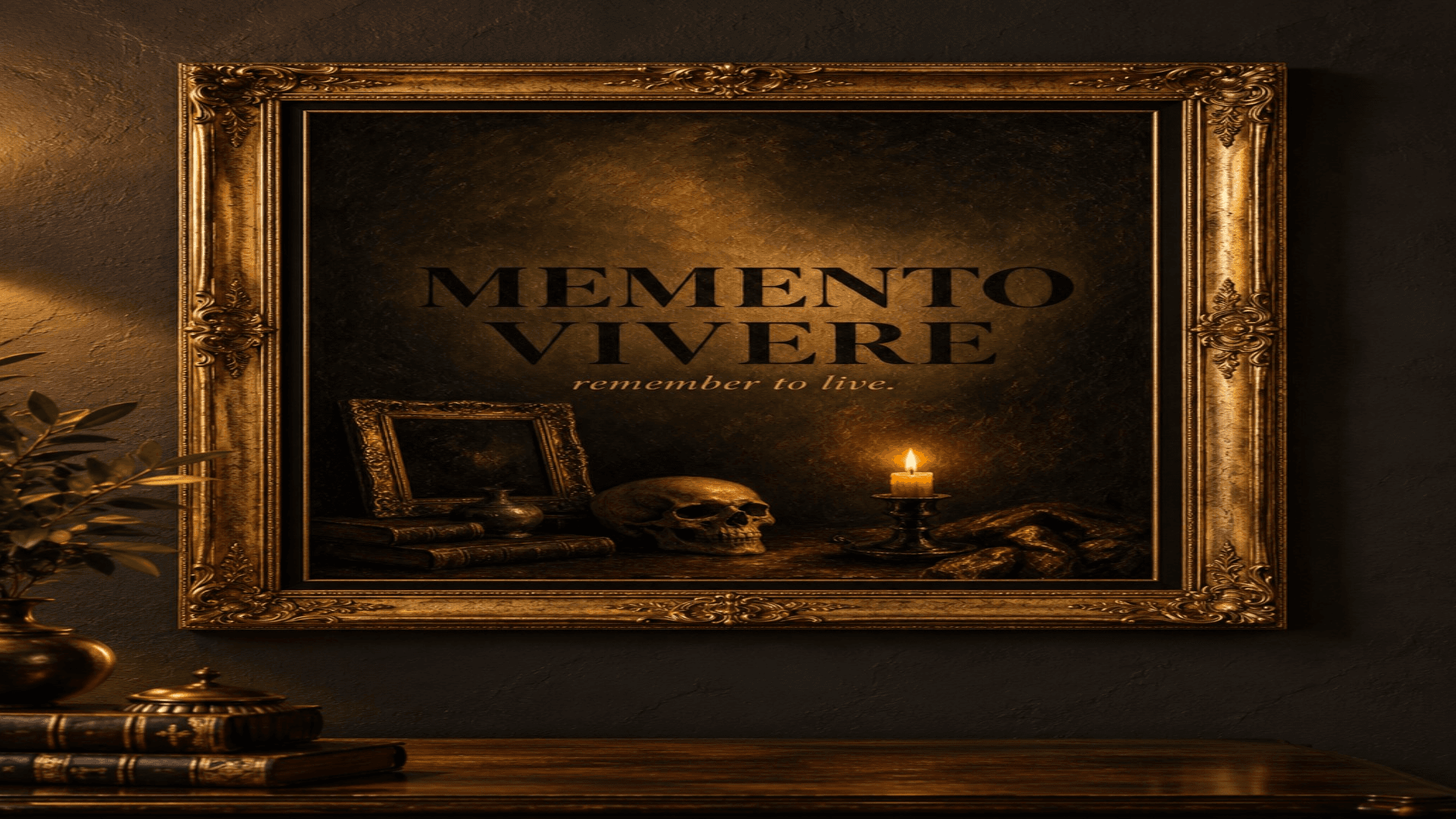 Memento Vivere — Candlelit Study Oil Painting Art 