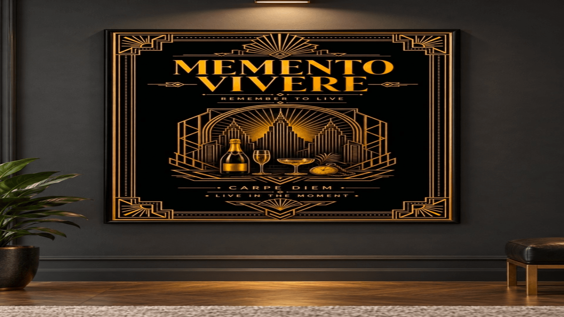 Memento Vivere — Art Deco Celebration Wall Art
