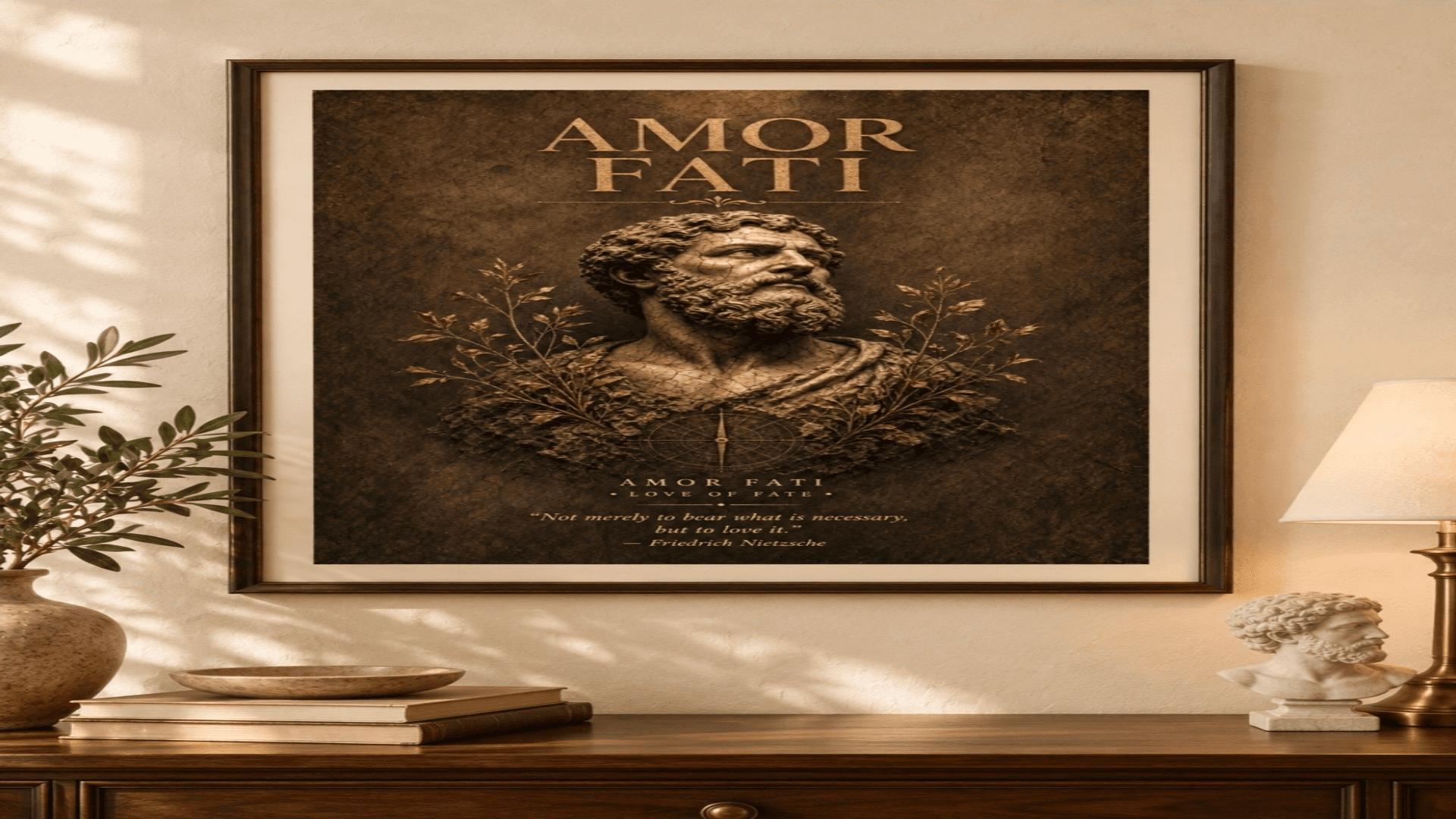 Amor Fati — Bronze Philosopher Bust Wall Art