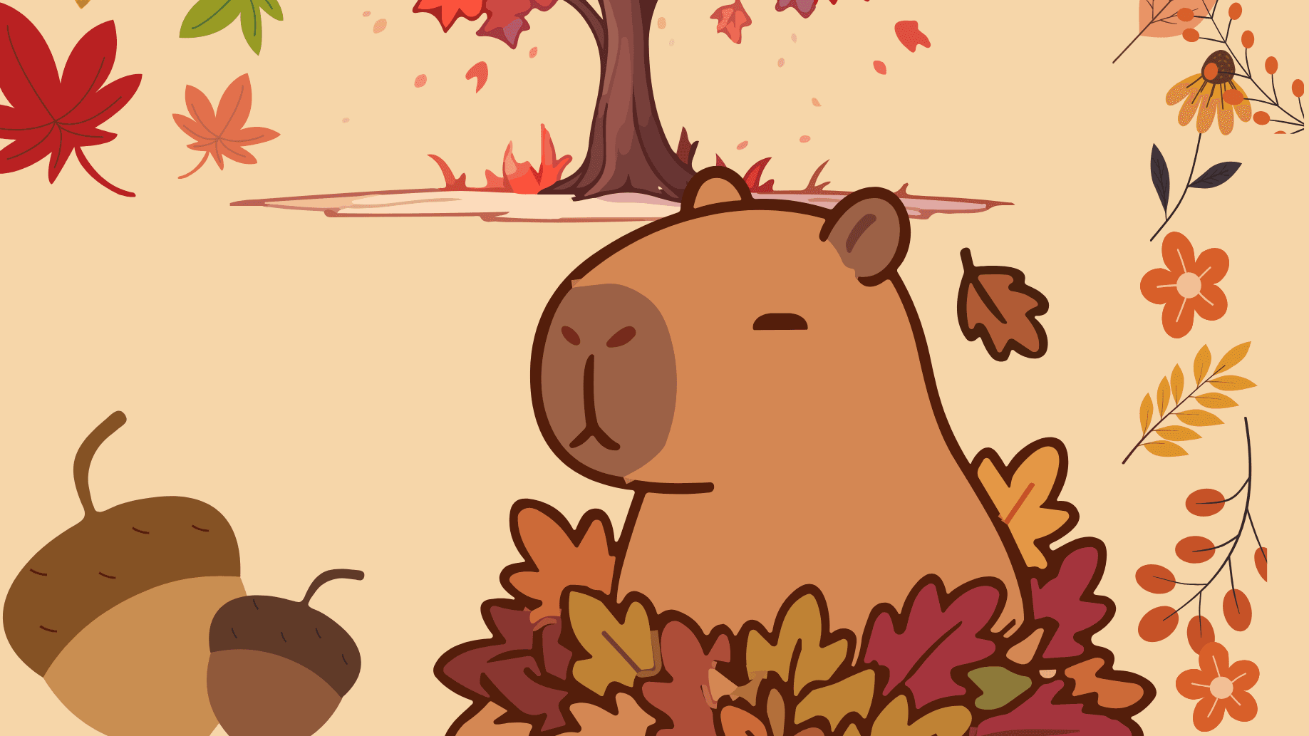 Hello Autumn Capybara