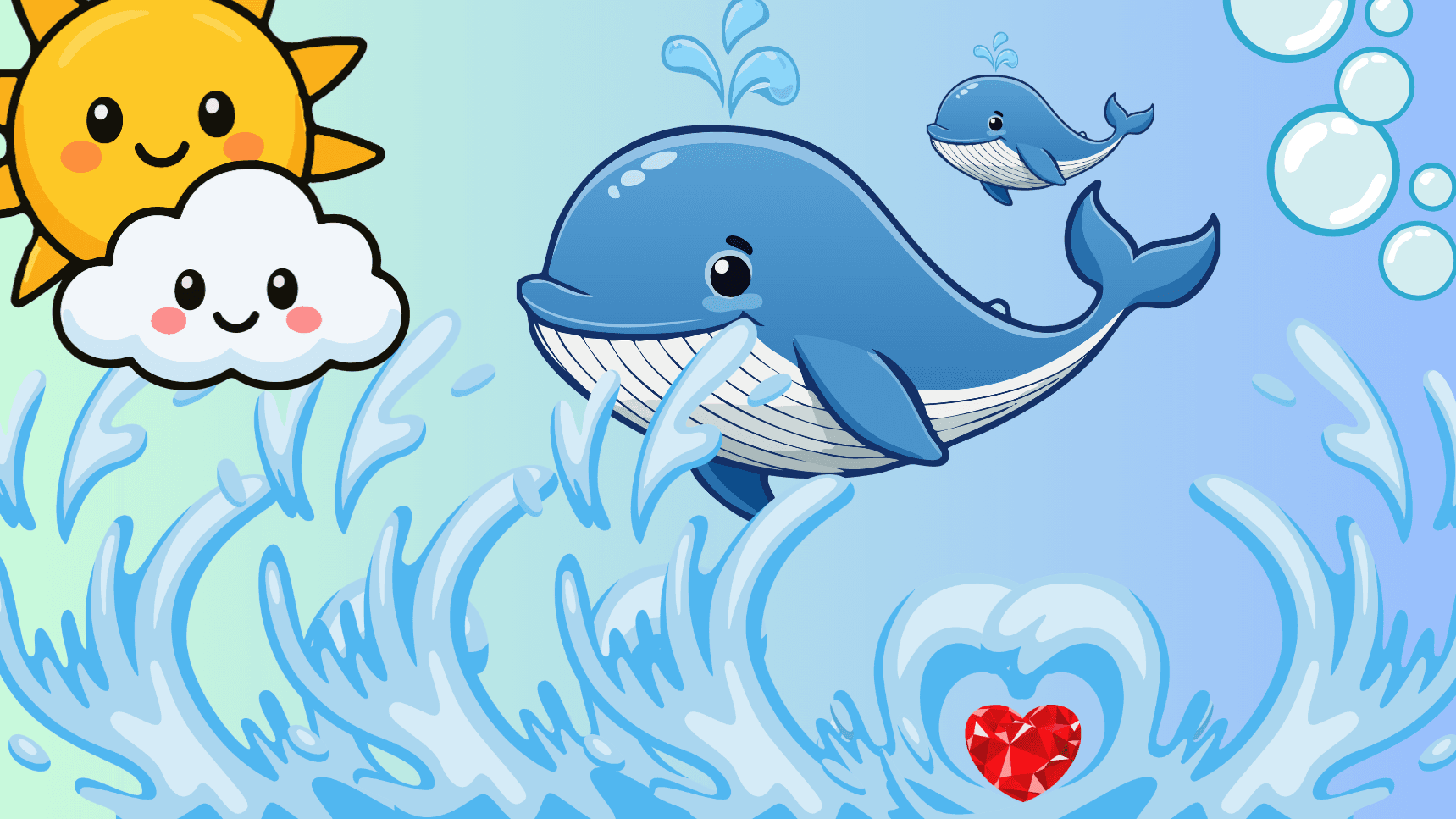 Cutest Blue whale-blue background