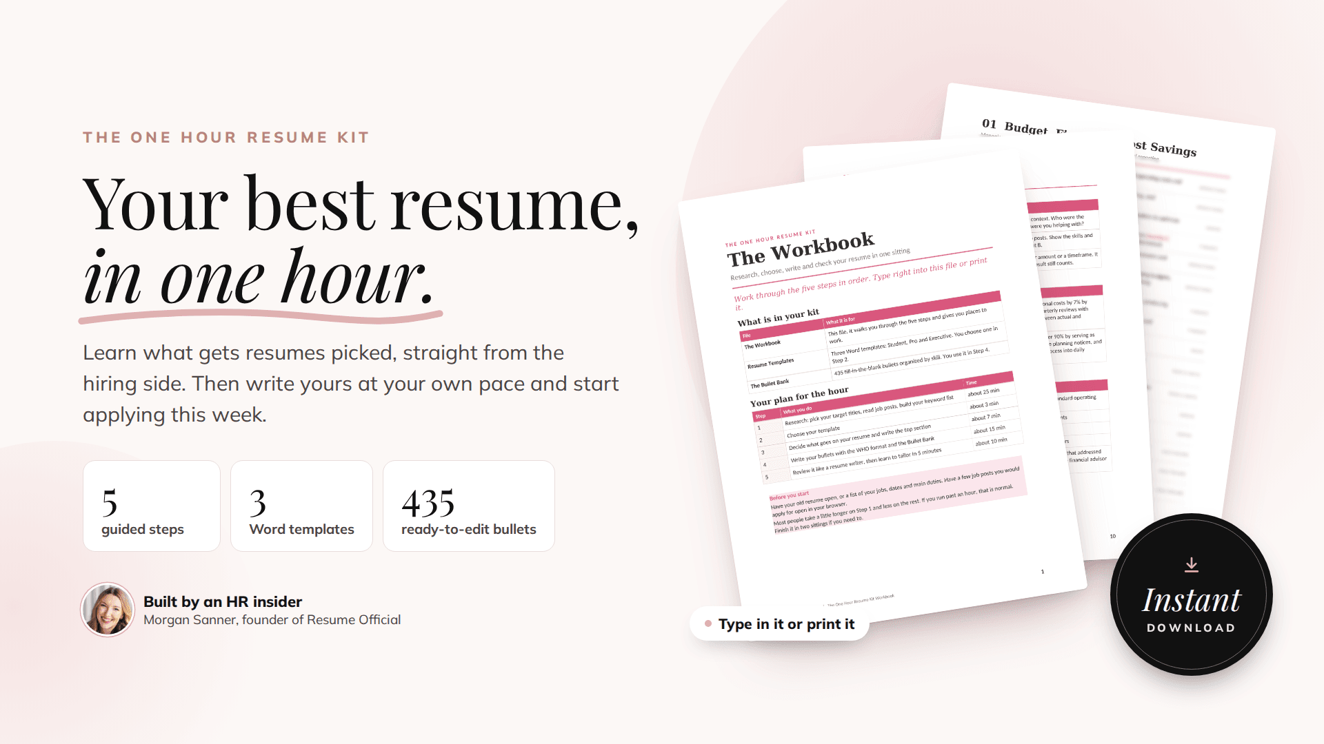 One Hour Resume [Instant Download]