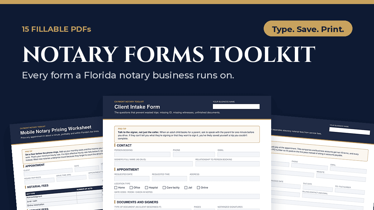Notary Forms Toolkit: 15 Fillable PDFs