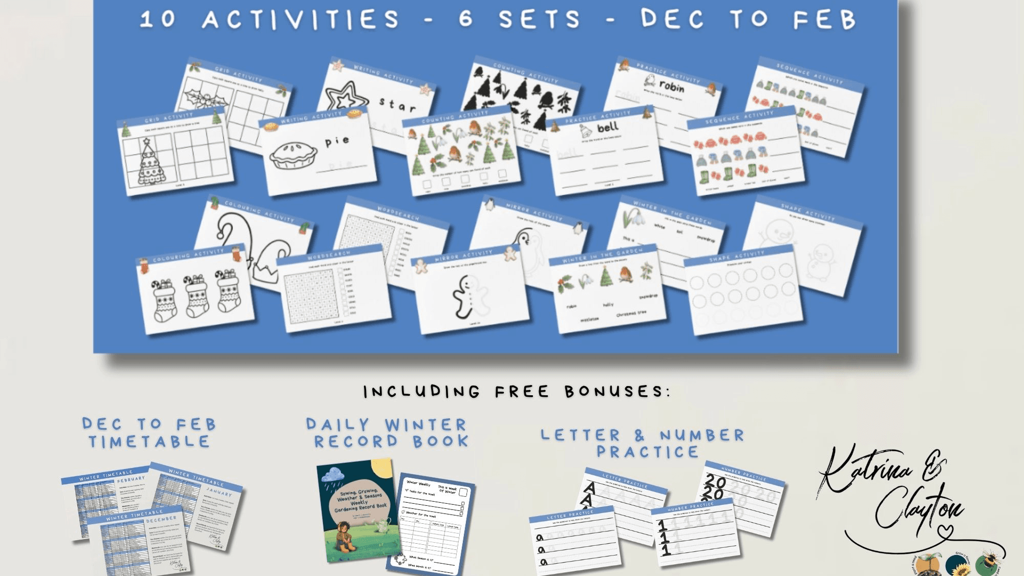 Winter Printable Worksheet Bundle | Dec to Feb