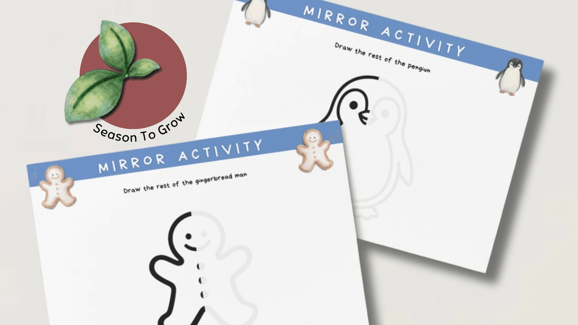 36 x Mirror Activity 4 | Winter Mirror Drawing