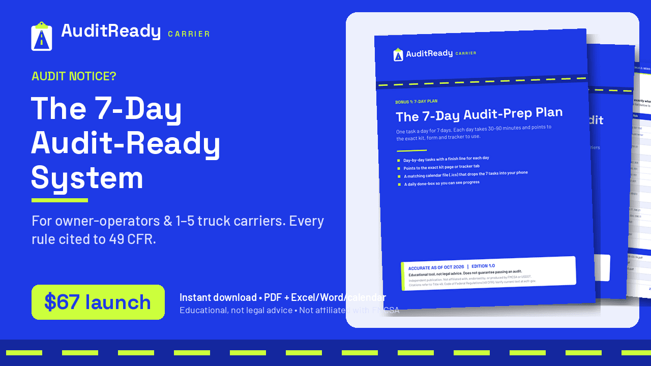 The 7-Day Audit-Ready System for Owner-Operators
