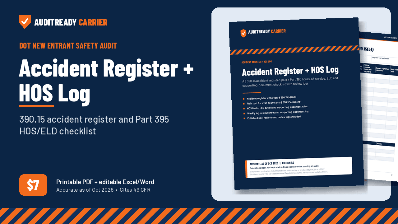 Accident Register + HOS/ELD Checklist