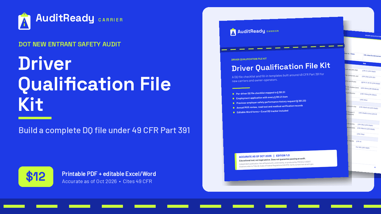 Driver Qualification File Kit (49 CFR Part 391)
