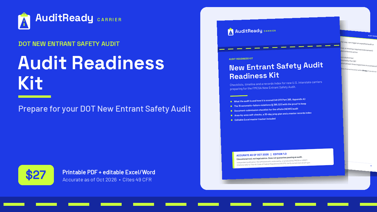 DOT New Entrant Audit Readiness Kit