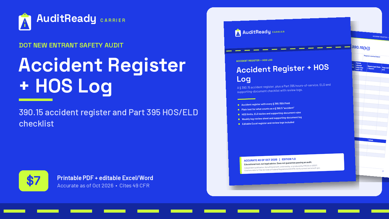 Accident Register + HOS/ELD Checklist