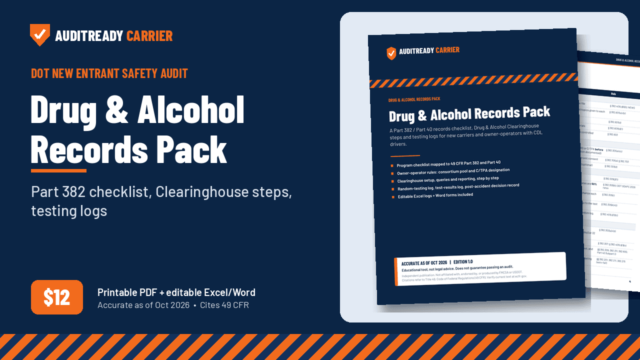Drug & Alcohol Records Pack for New Carriers