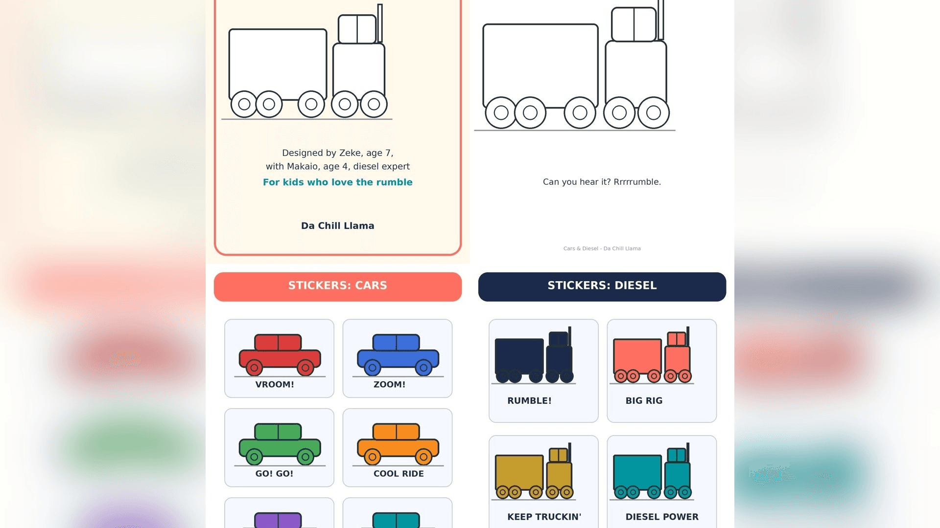 Cars & Diesel — Coloring and Sticker Pack