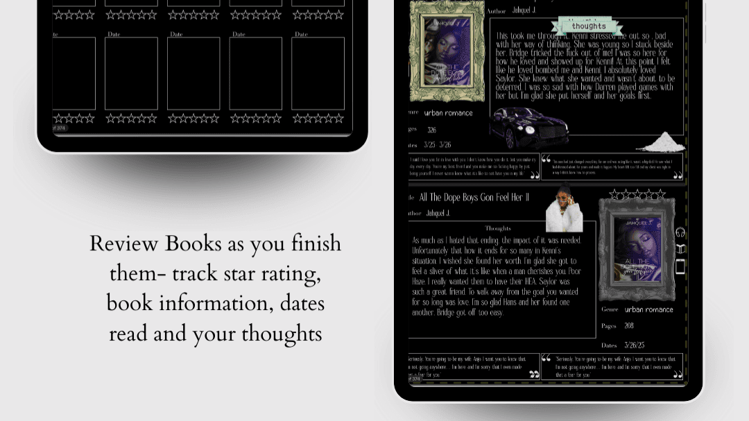 2026 DARK mode MINI Review Reading Journal