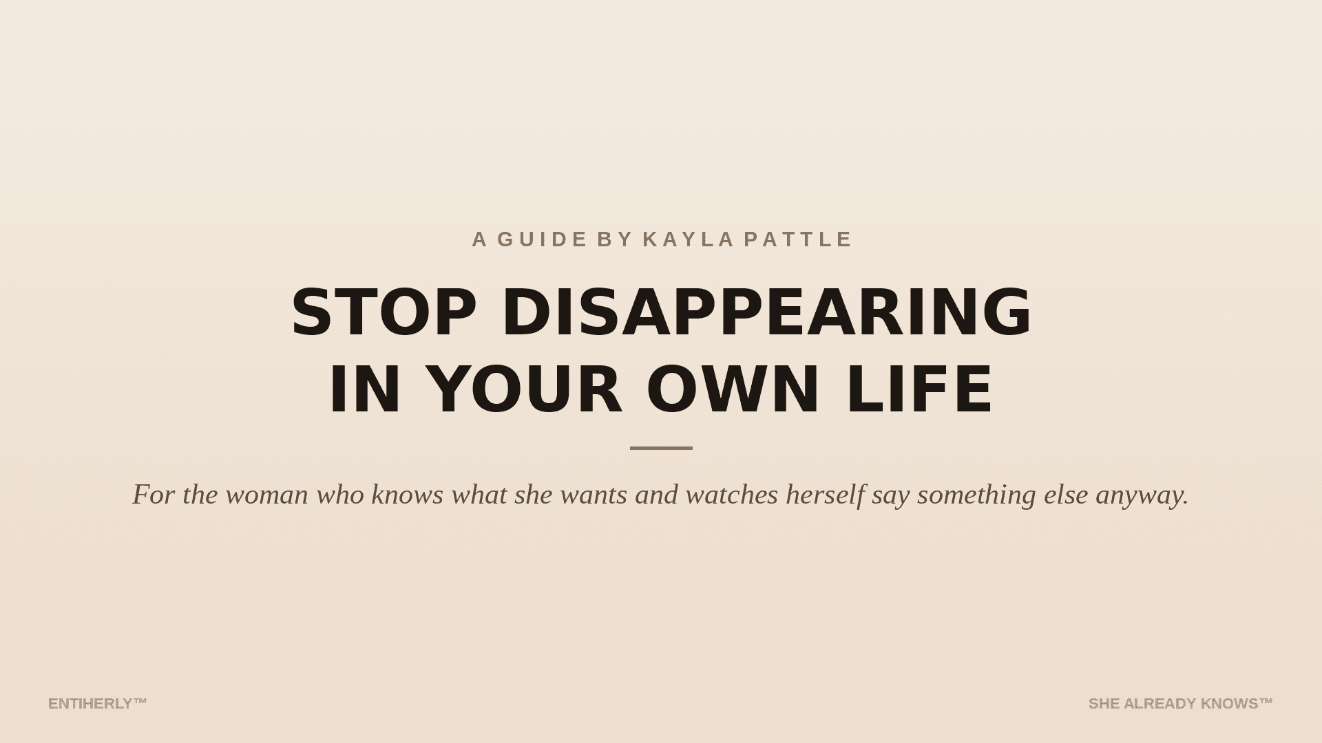Stop Disappearing in Your Own Life