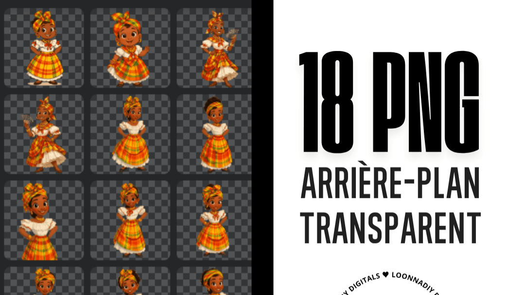 Pack de 18 PNG – Petites Matadores Antillaises
