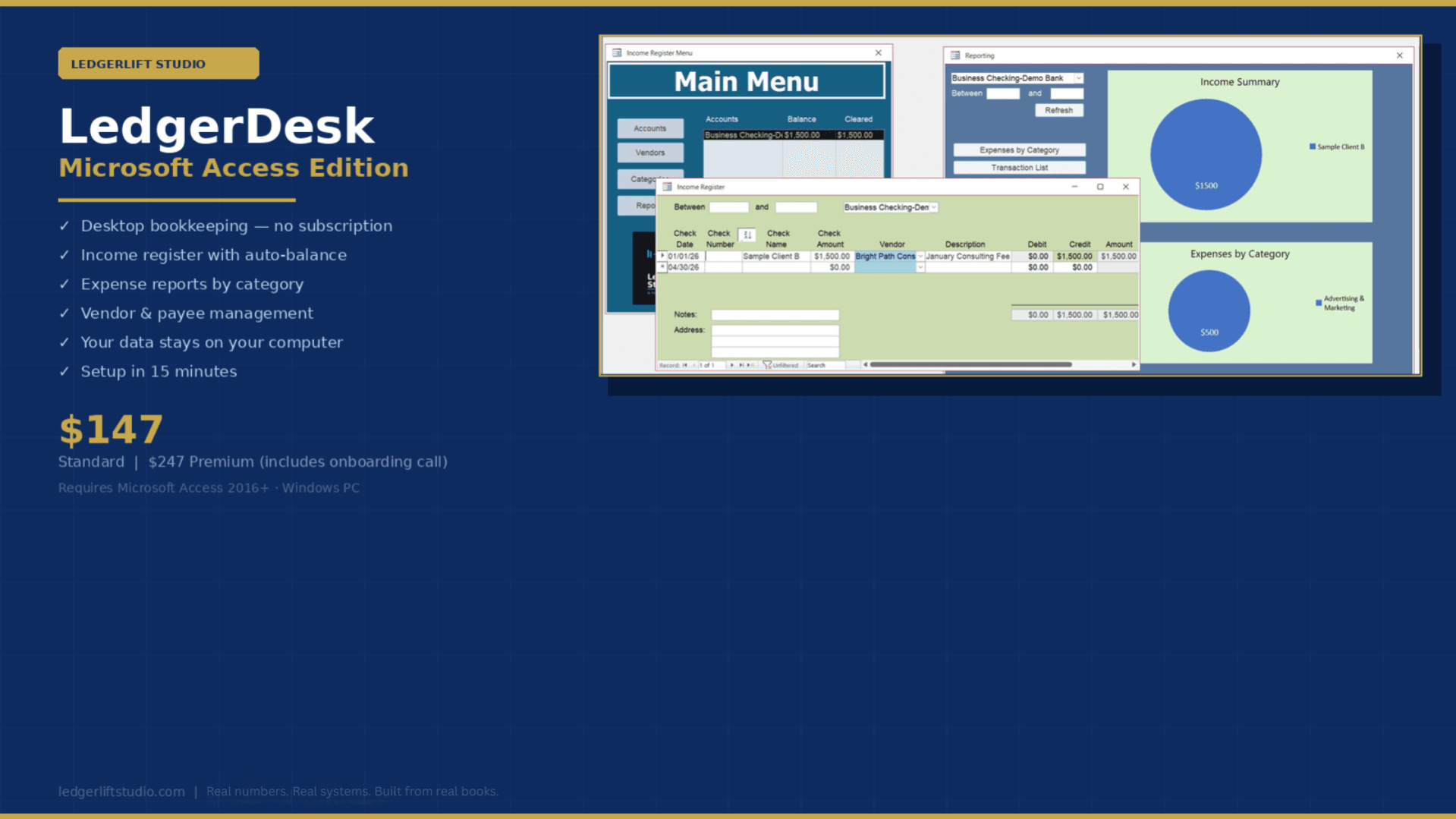 LedgerDesk — Microsoft Access Bookkeeping System