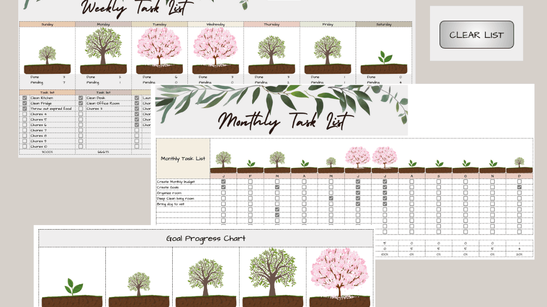 Growing Tree Task List (Monthly & Weekly)