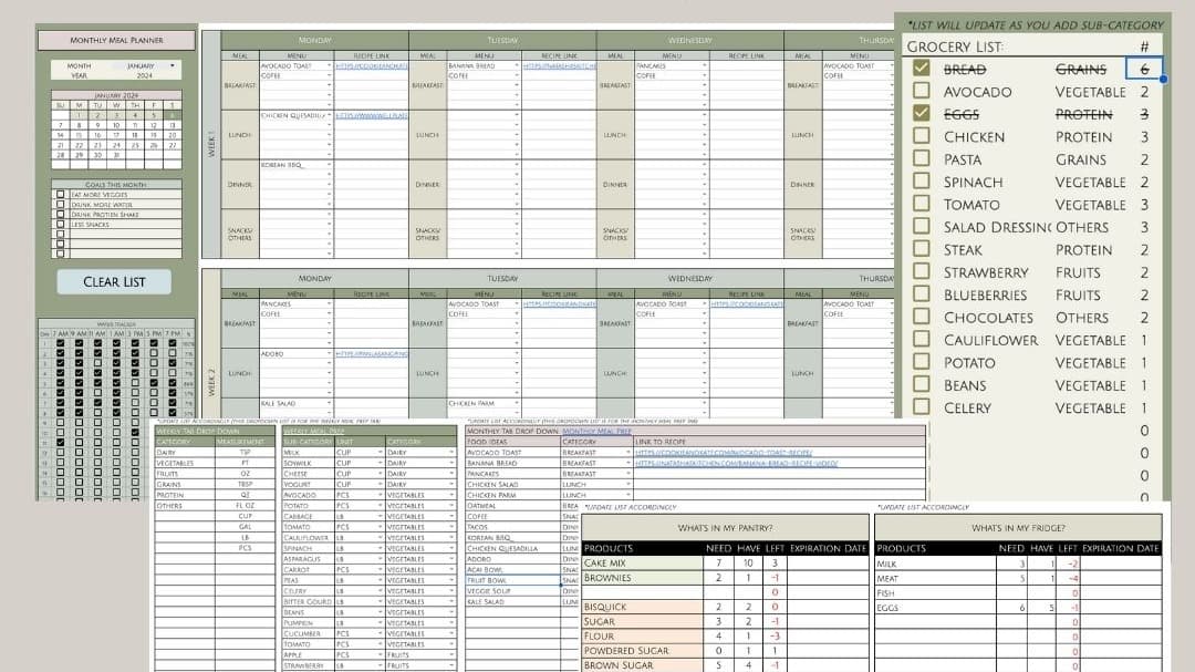 Weekly & Monthly Meal Prep Planner